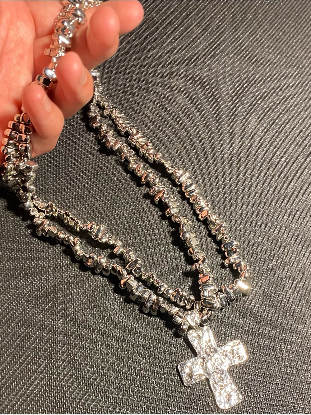 Silver-Tone Seaside Cross Chain